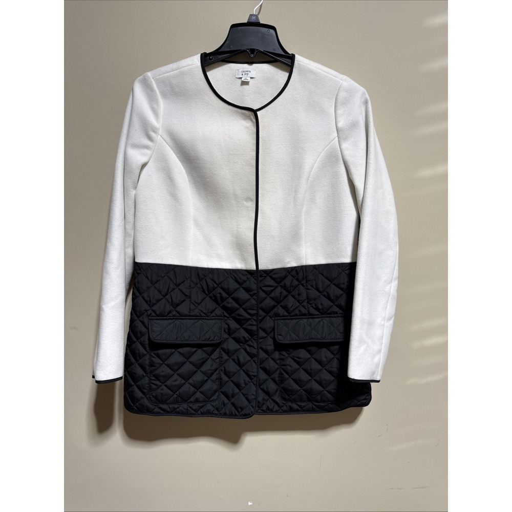 Crown & Ivy Color Block Snap Front Quilted Jacket Women's Medium Whimsy & Wonder